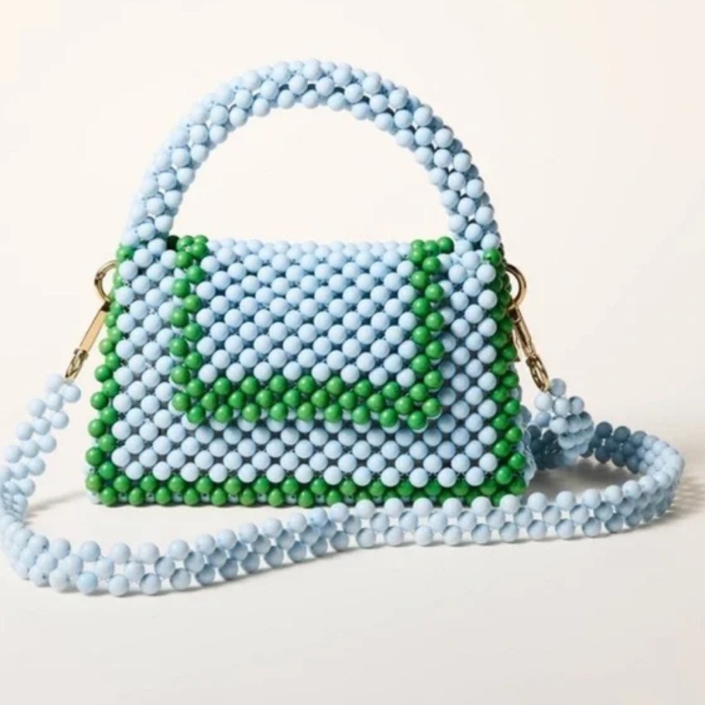 Kate Spade NY X Target Blue & Green Colorblock Beaded Crossbody Top Handle Bag
